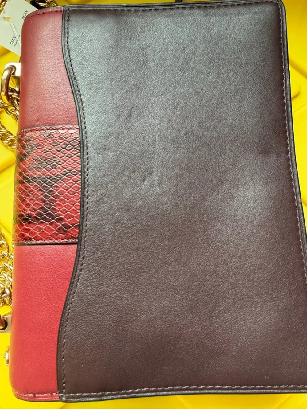 NWT Coach Red Leather Crossbody with Burgundy Snake-Print Accent & Gold Hardware - Picture 7 of 10